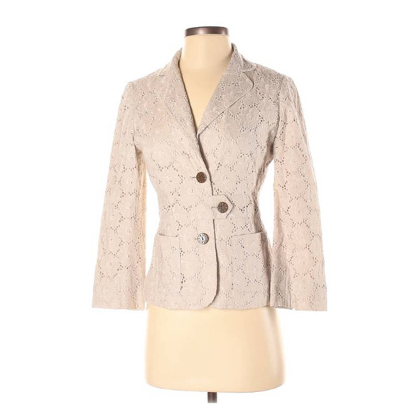 Laundry by Shelli Segal Cream Colored Blazer/Jacket w/Overlay ~ Size 4 - Picture 10 of 10